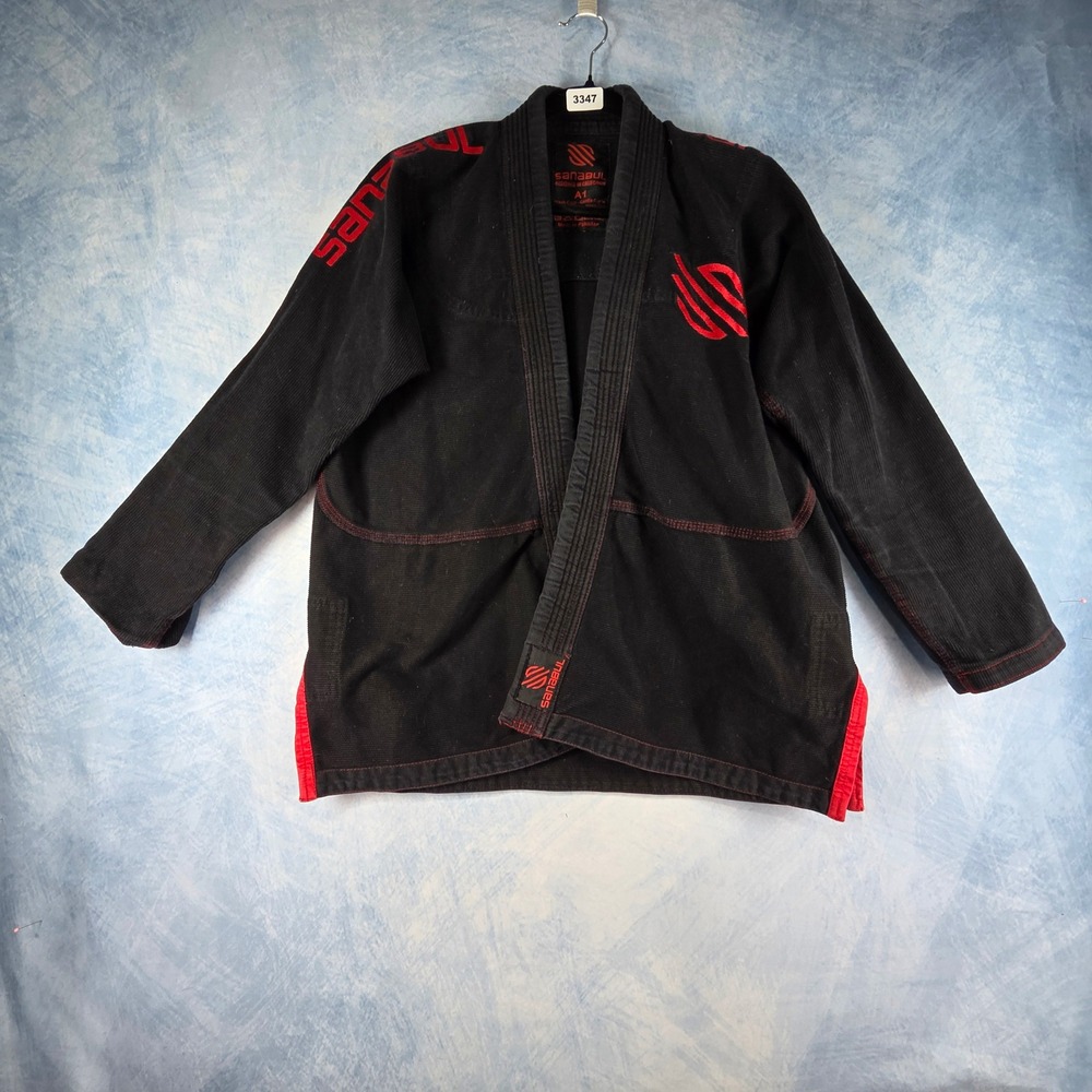Sanabul Essentials BJJ Gi Jacket Black Red A1 Ultra Light Pearl Weave Kimono Top
